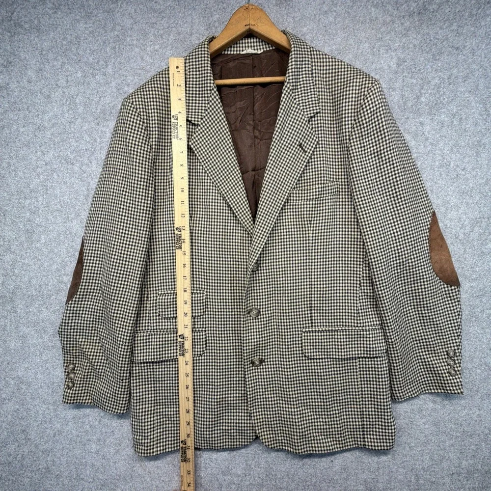 Vintage Banana Republic Blazer Safari Mens Large Houndstooth Elbow Patches USA